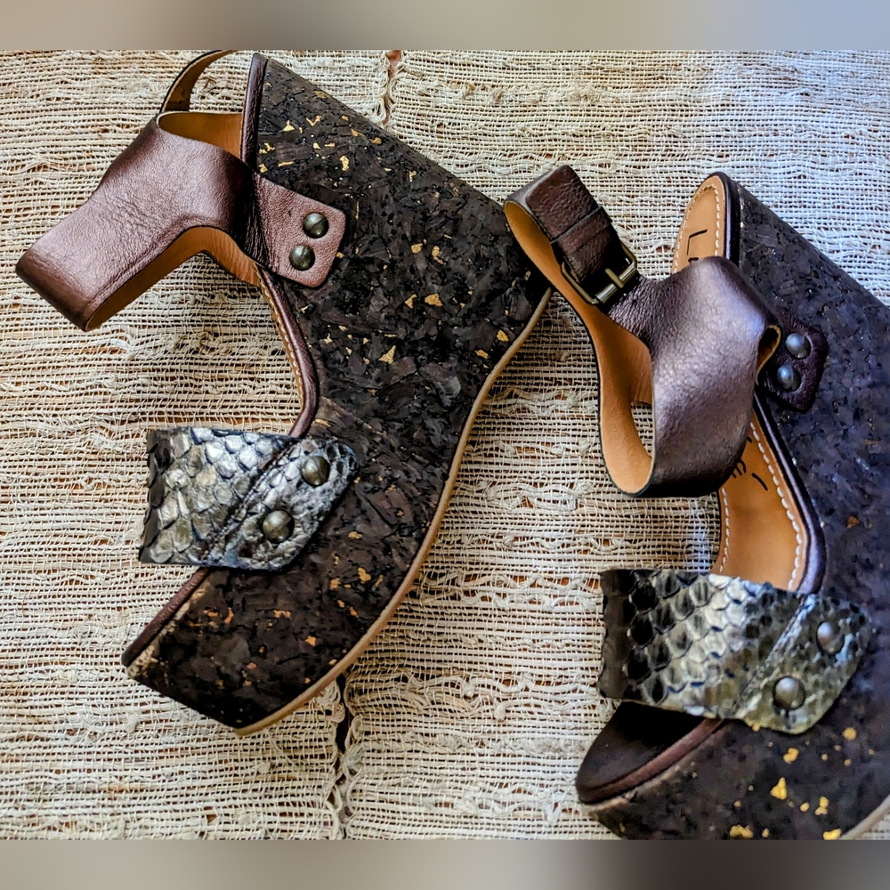 Lanvin Platform Python Wedge Sandals - image 2